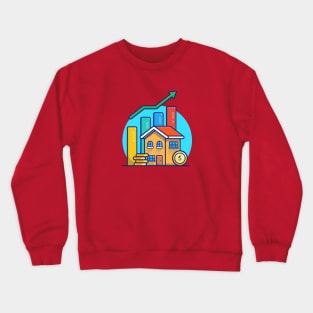 House With Gold Coin Statistic Cartoon Crewneck Sweatshirt